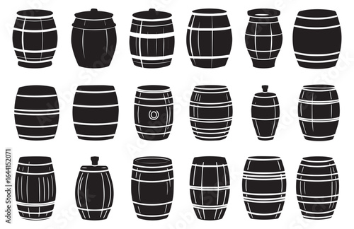 Barrel icon vector set. Wine illustration sign collection. Wooden Barrel Icon Set – Wine Vector Illustration Collection