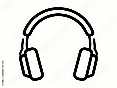 Simple outline icon of modern over ear headphones for music listening and audio entertainment