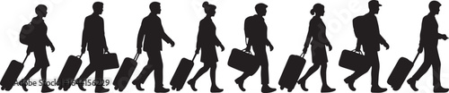 Traveler Silhouette Vector Set People with Luggage Airport Commuters Business Trip Design