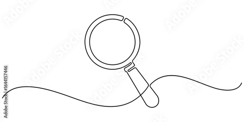 Continuous one line drawing magnifying glass Editable stroke. 
