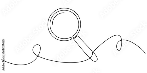Continuous one line drawing magnifying glass Editable stroke. 