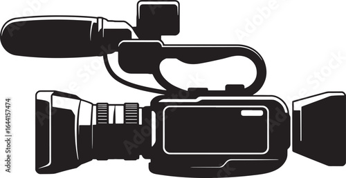 Professional Camcorder Silhouette Broadcast Video Camera Vector Illustration