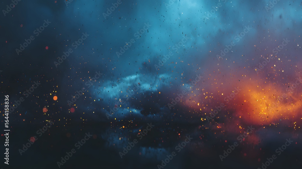 Fototapeta premium Colorful sparks against a dramatic sky.