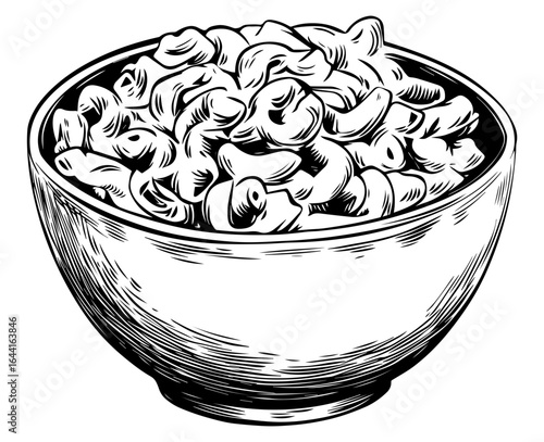 Bowl of Mac and Cheese, Sketch Style, Comfort Food Concept for Food Blogs, Recipes, Menus. Sketch Style Macaroni and Cheese – Cozy Food Art.
