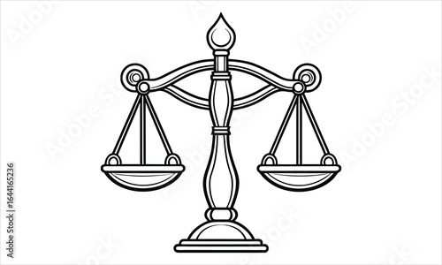 Justice scale t shirt design silhouette and vector line art, high-quality illustration ideal for adult coloring books, art therapy, relaxation and stress relief printable designs