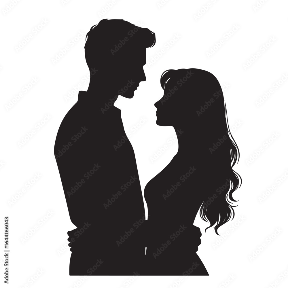 Fototapeta premium Couple standing together silhouette