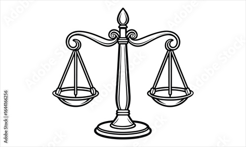 Justice scale t shirt design silhouette and vector line art, high-quality illustration ideal for adult coloring books, art therapy, relaxation and stress relief printable designs