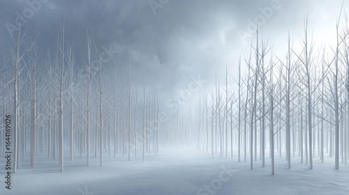 Wallpaper Mural Serene Winter Landscape with Sparse Trees and Fog Under Overcast Sky Torontodigital.ca