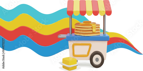 Colorful Pancake Cart Food Truck