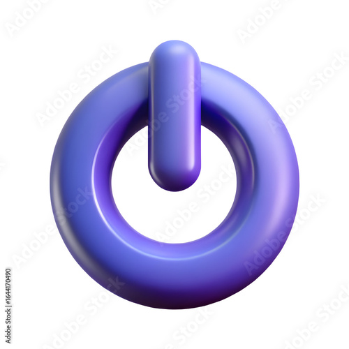 3D Render Purple Power Button Icon isolated on transparent background