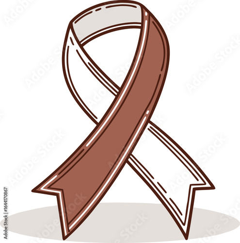 Illustration of a brown ribbon symbolizing support and awareness for various health conditions and causes vector graphic design element for campaigns and fundraising