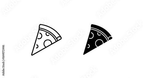 VECTOR Slice Delicious Pizza Piece Outline and Silhouette Illustration