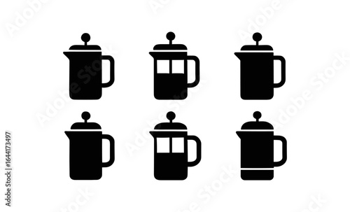 Minimalist coffee press silhouettes set for café or kitchen decor