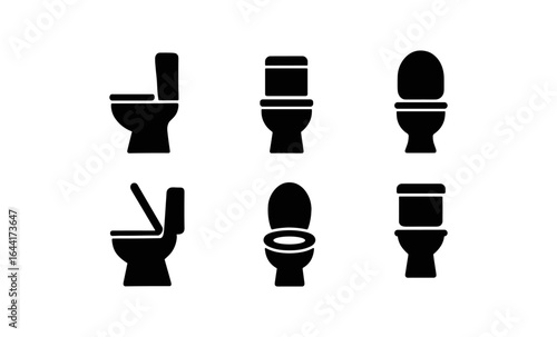 Collection of toilet silhouettes: minimalist bathroom icons