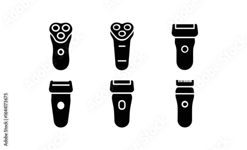 Set of electric shaver silhouettes for grooming and personal care