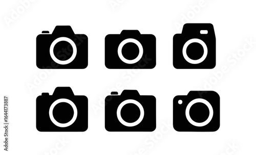 Set of camera silhouettes in minimalistic black design