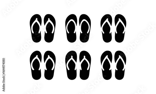 Seamless pattern of minimalist flip flops in black and white