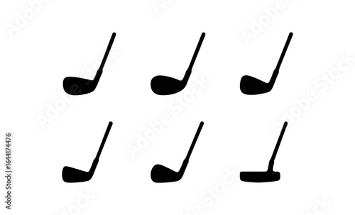 Golf club silhouette set on white background for sports design