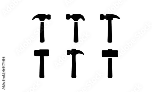 Set of hammer silhouettes in various styles and shapes