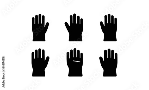 Silhouette hand icons set: diverse raised hands collection in minimalist design