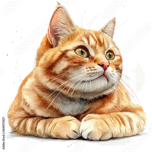 Cat, watercolor vector, isolated on a white background.