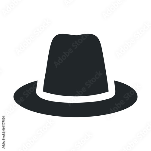 Black fedora hat icon on white background