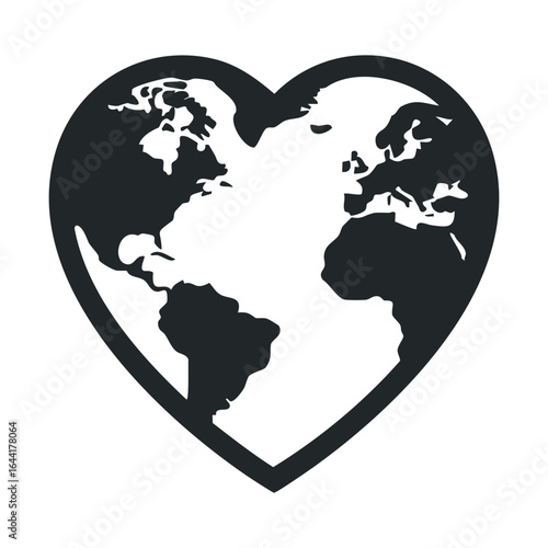 Heart-shaped world map illustration highlighting global unity