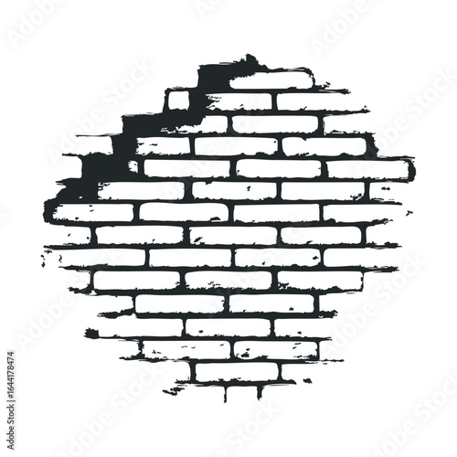 Distressed brick wall pattern with irregular shape and weathered details