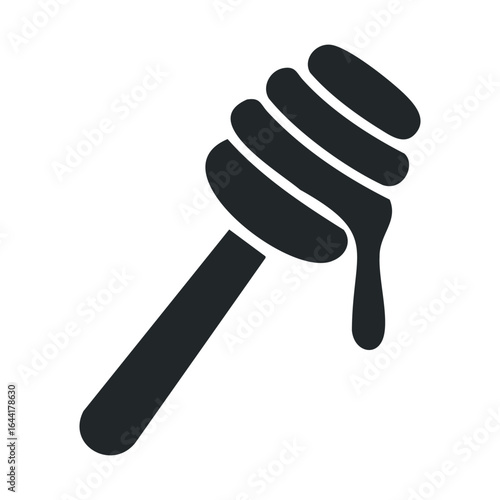 Minimalist black honey dipper icon on white background