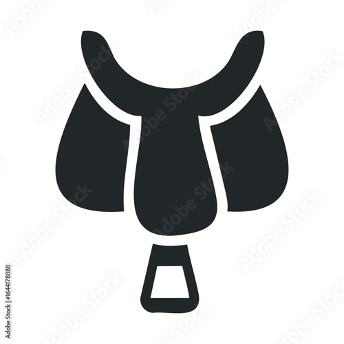 Minimalist black saddle icon design with stirrup