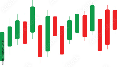 Candlestick chart, vector illustration of red and green trading candlesticks for financial market analysis stock trends forex and investment visualization
