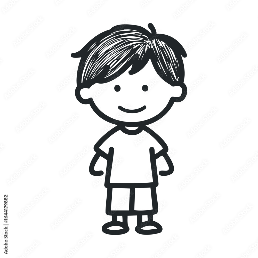 Cartoon illustration of a smiling young caucasian male child in casual outfit Cartoon illustration of a smiling young caucasian male child in casual outfit