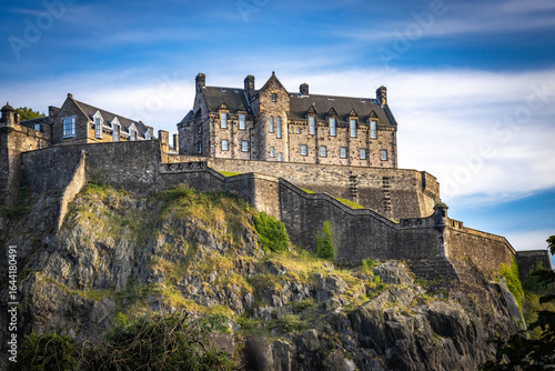 panoramic view over old town of Edinburgh, Castle Hill, Edinburgh Castle, Scotland, UK , sunset