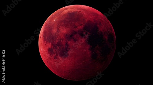 A vivid, red moon against a black background.