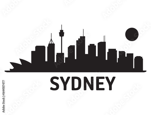Sydney skyline silhouette. Vector illustration. Vector black silhouette. with white background.