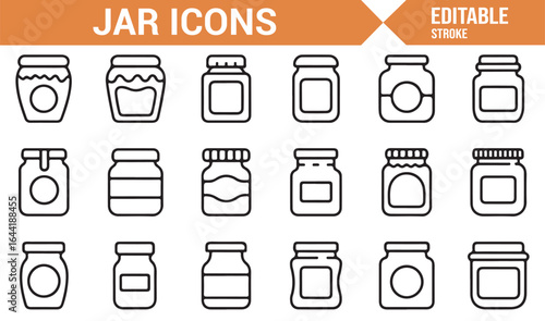 Vector Icons of Different Glass Jars for Food Preservation and Storage