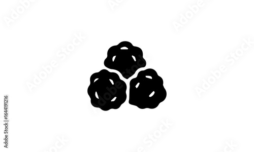 Isolated 64x64 Single Icon, Black Silhouette Illustration of Food Fruits