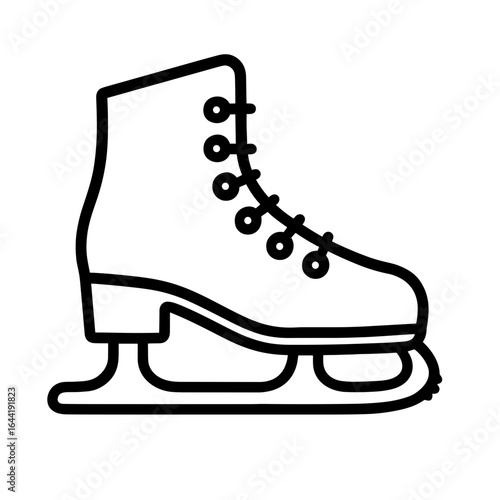 Outlined icon of a winter ice skate boot – classic footwear for holiday skating and fun