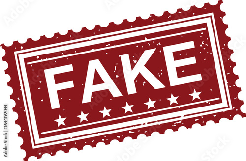 This image presents a red fake stamp, symbolizing fraud and deception. It represents counterfeit products, false information, and the lack of authenticity.