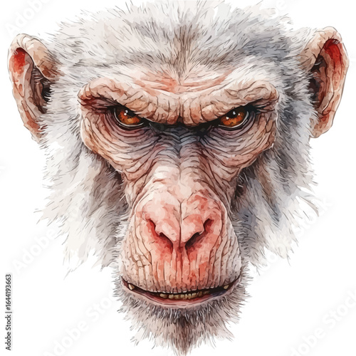 Baboon, watercolor clipart vector, isolated on a white background.