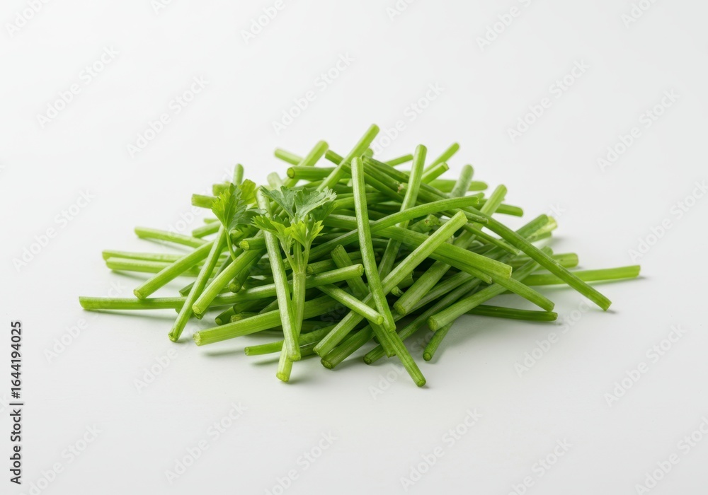 Pile of chopped celery stalks isolated on white background Pile of chopped celery stalks isolated on white background