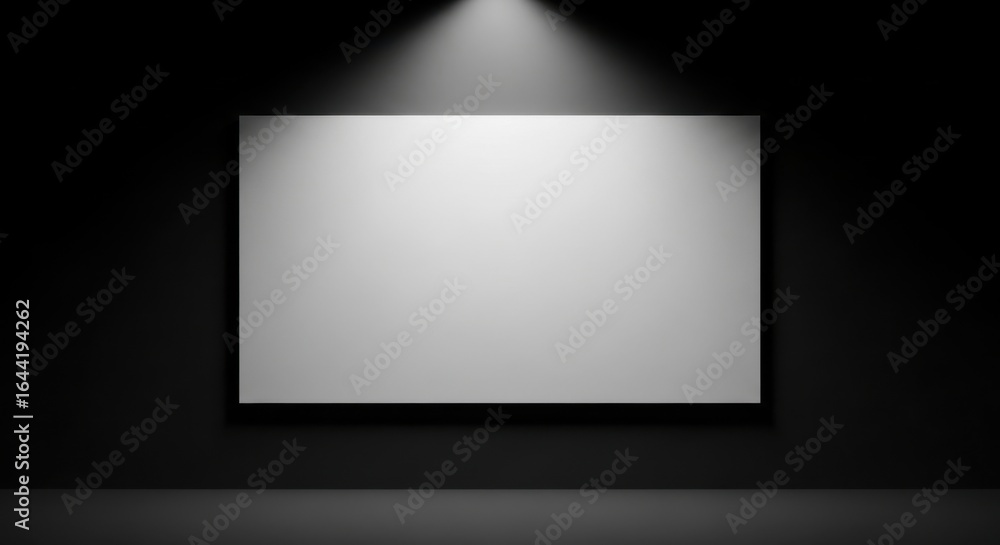 Spotlight on Blank Canvas in Dark Room. Spotlight on Blank Canvas in Dark Room.