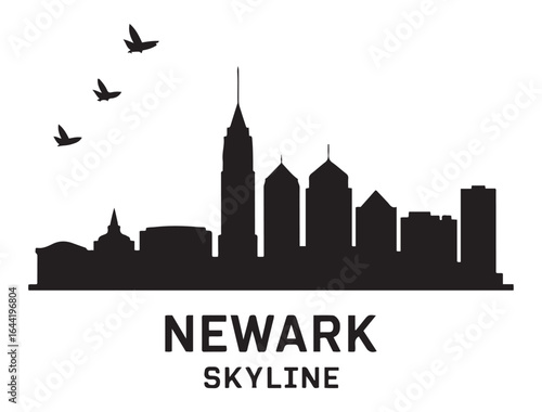 Wallpaper Mural Newark skyline silhouette. Vector illustration. Vector black silhouette. with white background. Torontodigital.ca