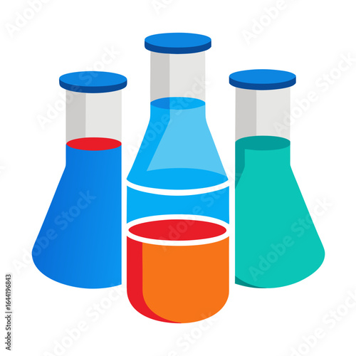 Beakers on White Background