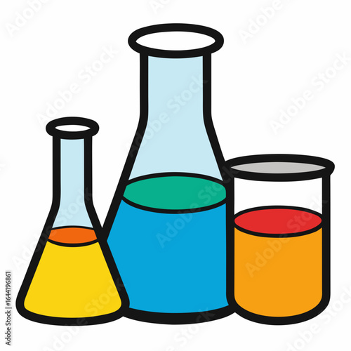Beakers on White Background