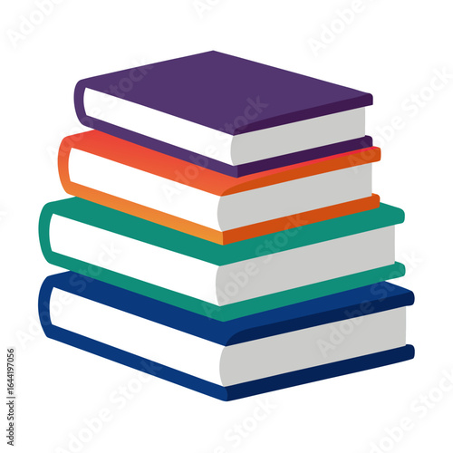 Stack of Books on White Background