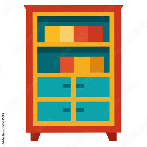 Bookshelf Cabinet on White Background