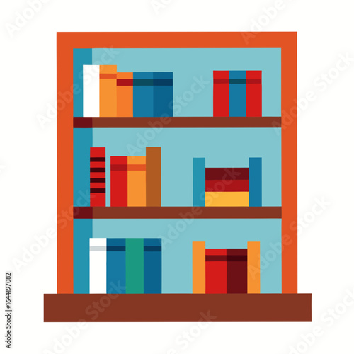 Wooden Bookshelf on White Background