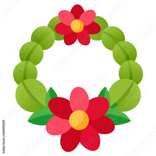 Flower Lei on White Background