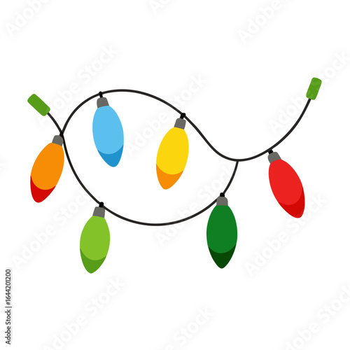 LED Christmas Lights on White Background